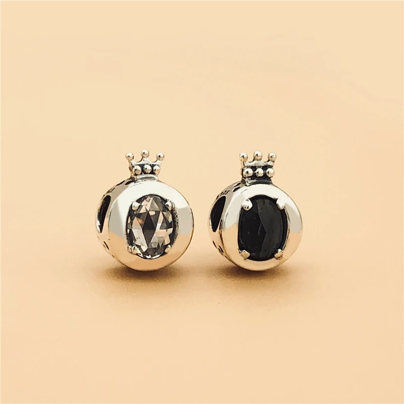 Cefuny 925 пробы Серебряная белая и синяя сверкающая Корона O Charm Fit Змеиный браслет Diy