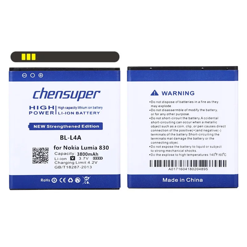 

chensuper 3800mAh BV-L4A Replacement For Nokia Lumia 830 RM-984 Lumia830 Lumia 535 BV L4A BL-L4A