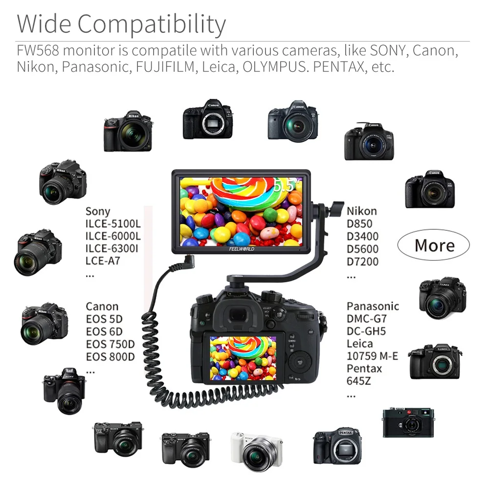 FEELWORLD FW568 5,5 дюймов камера поле DSLR монитор маленький Full HD 4K HDMI 1920x1080 ips видео фокус помощь для sony Nikon Canon