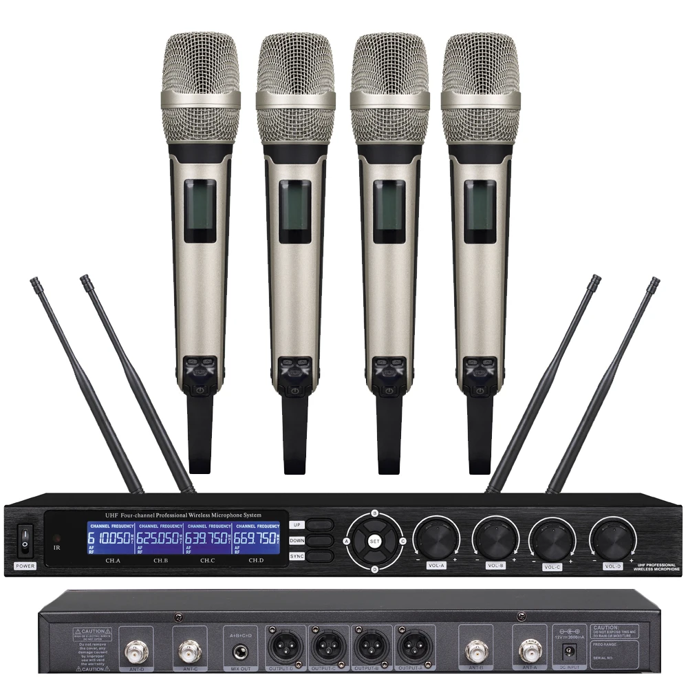 

Микрофонная система MiCWL 4 Handheld UHF, беспроводная система с 4 антеннами, для караоке, для представлений с широким диапазоном