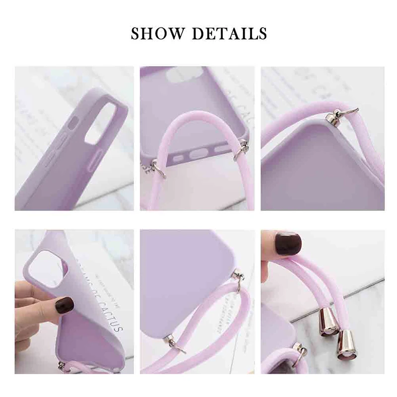 Necklace Lanyard Rope Case For Xiaomi Redmi Note 9T 8T 5 7 9C 8 9 10 Pro Lite Mi 11 Lite SE 10T Poco X3 M3 Soft TPU Bumber Funda images - 6