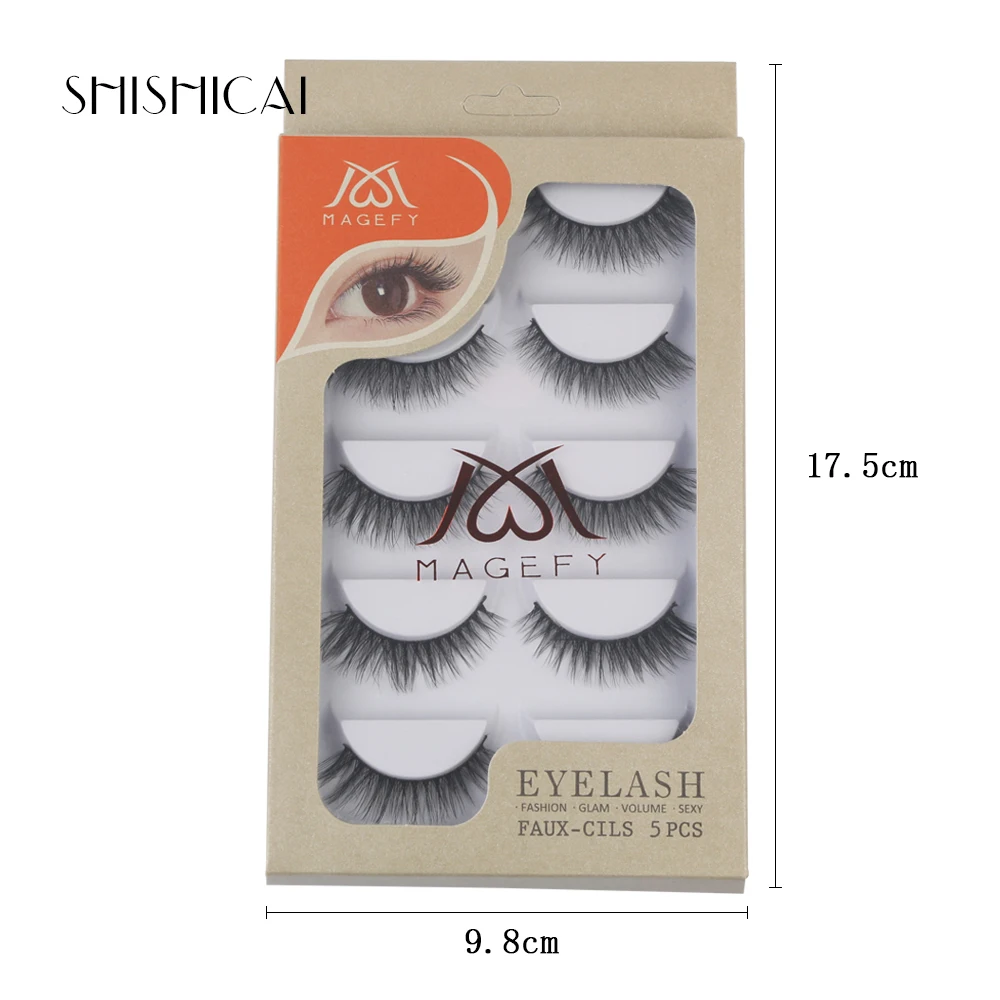 5 пар/компл. ресницы из натуральной норки 3D натуральный крылатые Черные Накладные