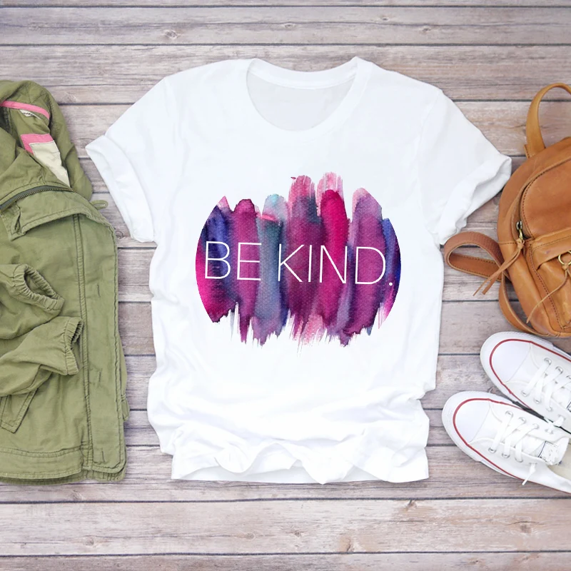 Женская футболка с короткими рукавами летняя рисунком акварели и