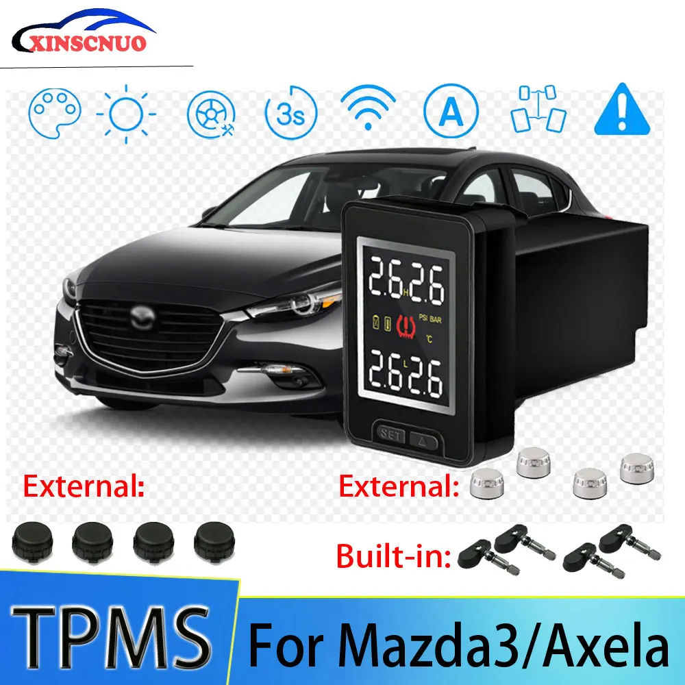 

XINSCNUO Автомобильная электроника Беспроводная для Mazda3/Axela TPMS система контроля давления в шинах датчик ЖК дисплей