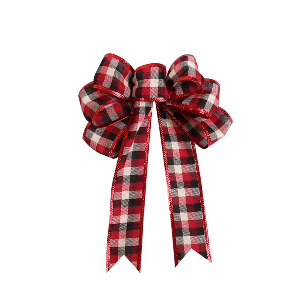 Бант для рождественской ёлки декоративные хлопковые банты в клетку ручной