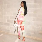 Женский Осенний комбинезон с принтом в виде галстука и красителя, обтягивающий эластичный спортивный комбинезон для занятий спортом, яркая повседневная спортивная одежда