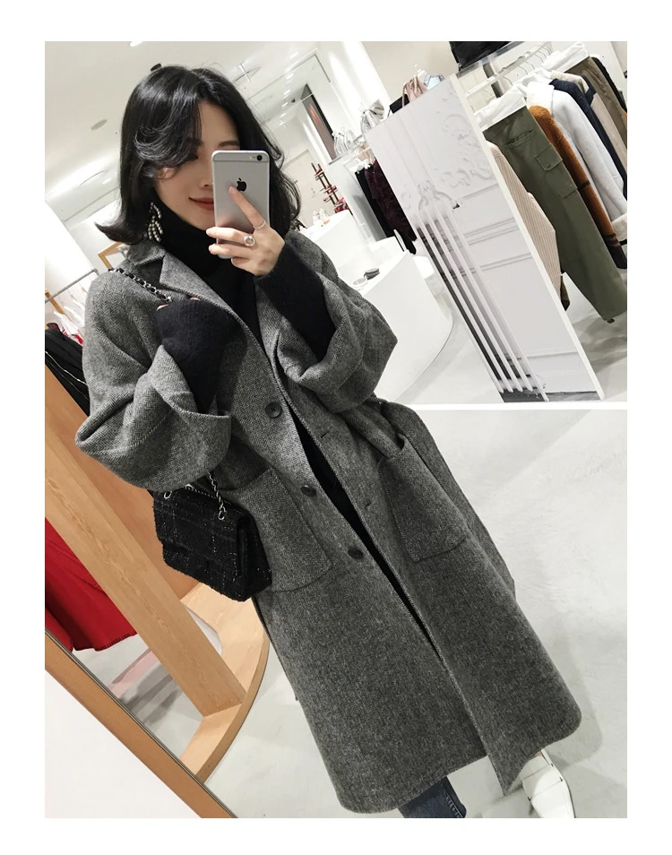 2019 модное женское зимнее пальто с широким отворотом и поясом свободное Женское