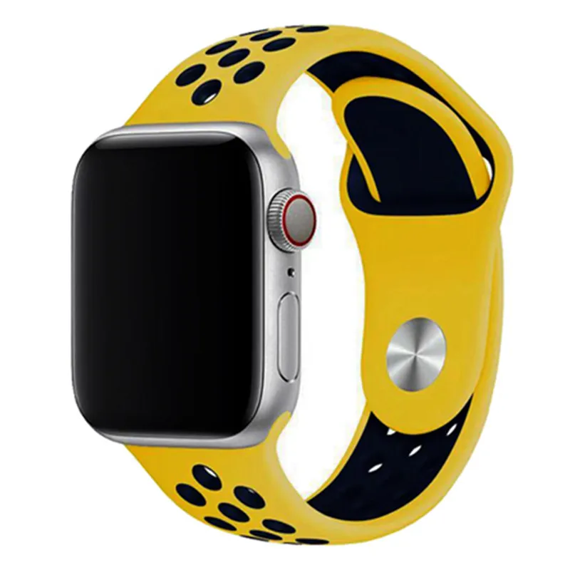 Спортивный ремешок для apple watch band 4 5 42 мм/38 мм iwatch band 44 мм/40 мм ремешок силиконовый браслет дышащий ремешок для часов серии 5 4 3 2 - Цвет ремешка: yellow deep blue