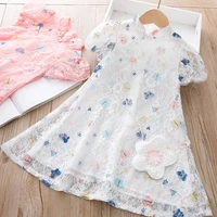 kids girl princess lace dress butterfly printed cute dress kid girl chinese style vestidos cortos little girl costume