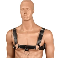 sexy mens adjustable pu leather body chest harness with shoulder armors buckles bondage cosplay costume male lingerie sex toys
