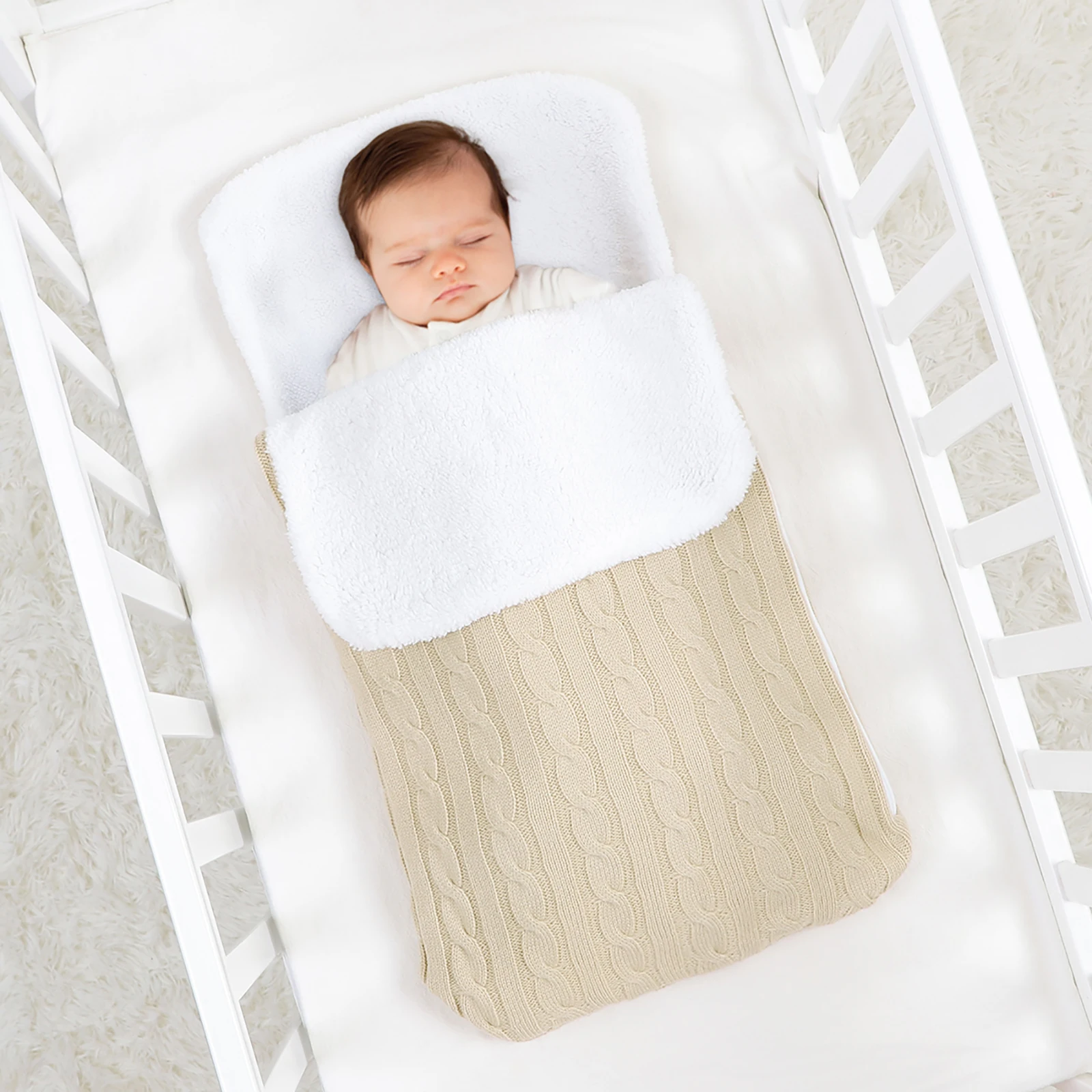 

Baby Sleeping Bag Ultra-Soft Fluffy Fleece Newborn Receiving Blanket Infant Boys Girls Clothes Sleeping Nursery Wrap Swaddle