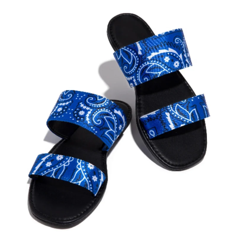 Тапочки в стиле граффити Шлепанцы Бандана Шелковая обувь с цветочным принтом