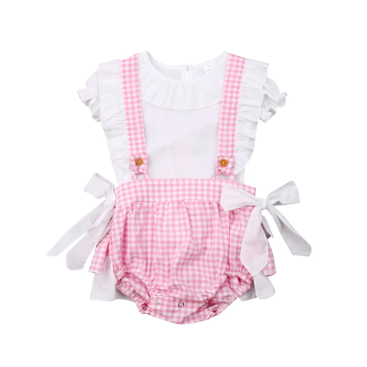 

UK Summer Newborn Infant Baby Girls Clothes Tops Plaids Shorts Overalls Outfit