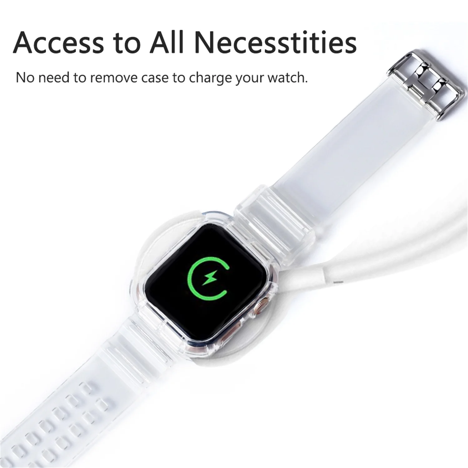 Sport Clear Band + Case for Apple Watch 8 7 6 SE 5 4 3 Transparent silicone Strap for iwatch Strap 40mm 44mm 42MM 41MM 45MM 49MM