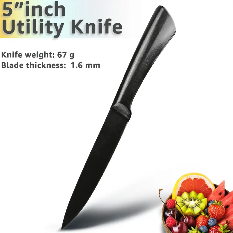 5 in Utility Knife Кухонный нож, поварские ножи, 5, 7, 8 дюймов, нержавеющая сталь, 440c, нож для мяса, Santoku, универсальный, для приготовления пищи, антипригарное покрытие, набор инструментов - Цвет: 5 in Utility Knife