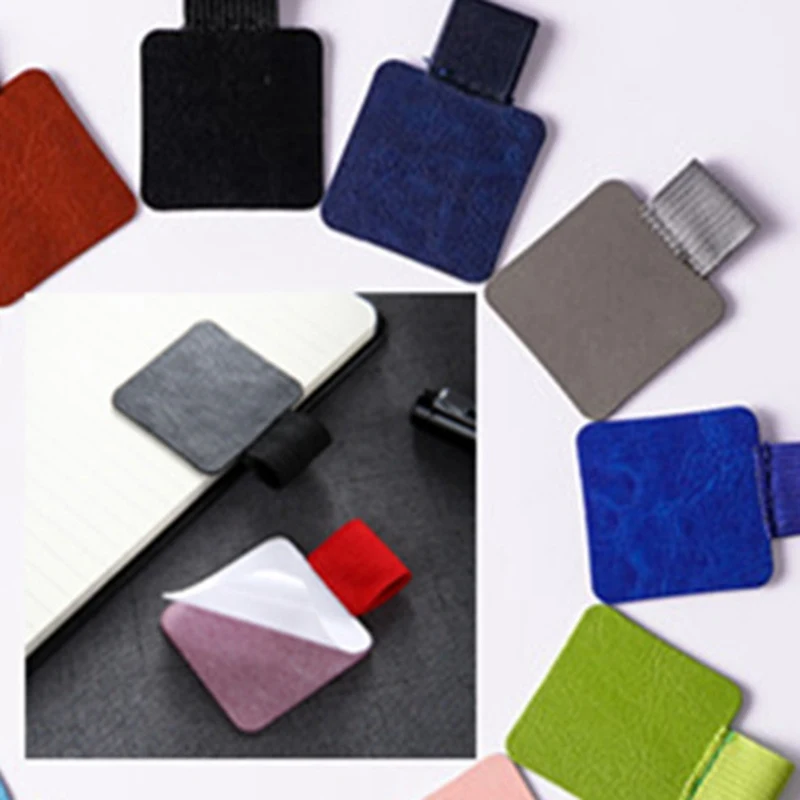 Высококачественный самоклеящийся кожаный зажим для ручки карандаш с эластичной