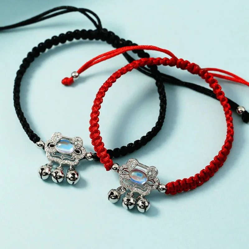 Роскошный браслет KOFSAC из красной веревки с геометрическим замком и стразами