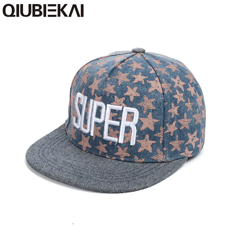 Fashion Flat-Brimmed Baseball Cap Embroidery Super Letters snapback hat For Couple Cotton Casual Star Caps Hat unisex casquette |