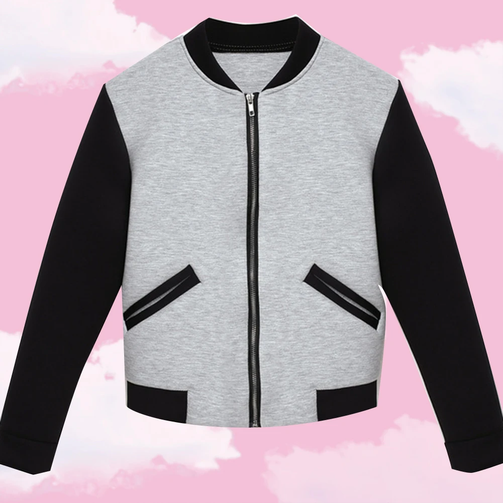 Хит Женская бейсбольная куртка Джерси модная контрастная короткая повседневная