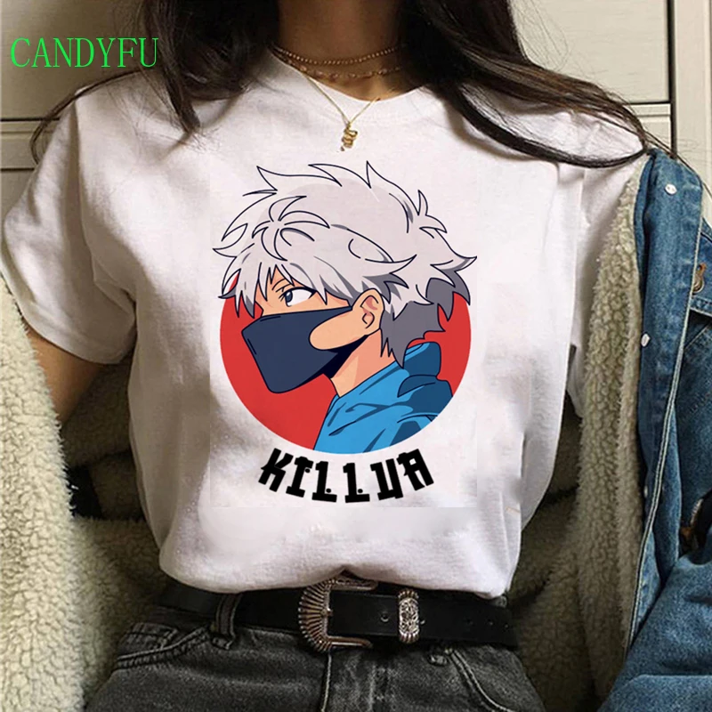 Женские топы яркие женские майки Kawaii Hunter X футболка с изображением охотника Killua