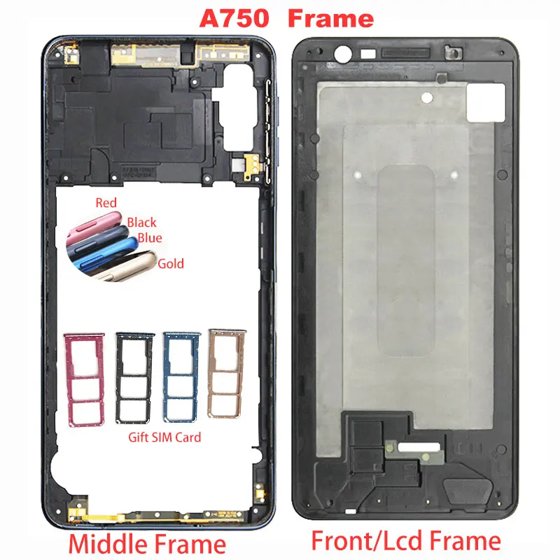 Для Samsung Galaxy A7 2018 SM A750F A750 передний корпус ЖК рамка средняя задняя панель Корпус