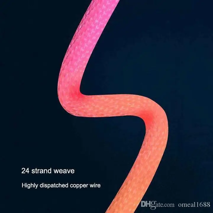 Красочные кабеля длинной 1m/3ft USB кабель для быстрой зарядки 2A высокое качество
