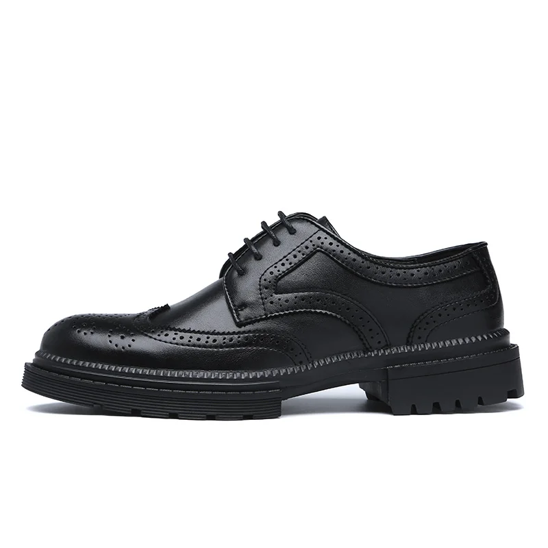 Black Man Formal Shoes Flats Brogues Men Carved Pattern Round Toe Male Comfortable Oxford European Style Business Office | Обувь