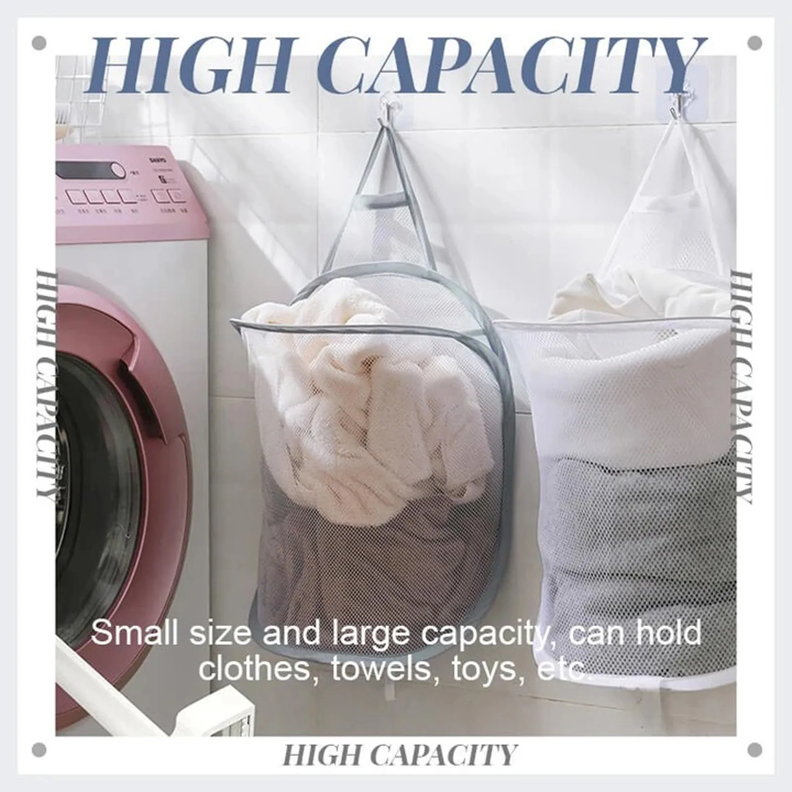 

Portable Wall Hanging Laundry Basket Underwear Socks Barrel Bucket Clothing Storage Bag Foldable Bathroom Laundry Organizer