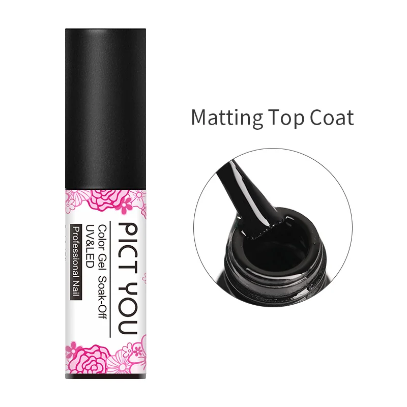 Matting Top Coat PICT вы косметика парфюмерия диспенсер 5 мл матовое желе гель MattingNo протирки закаленного снимите Топ Базовое покрытие био-Гели Soak Off полу-прозрачная; Нейл-арт УФ-гель для ногтей - Цвет: Matting Top Coat