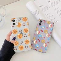 cute donuts fried eggs candy phone case for iphone 11 12 13 pro max xs max x xr 7 8 plus se 2020 soft clear transparent cover