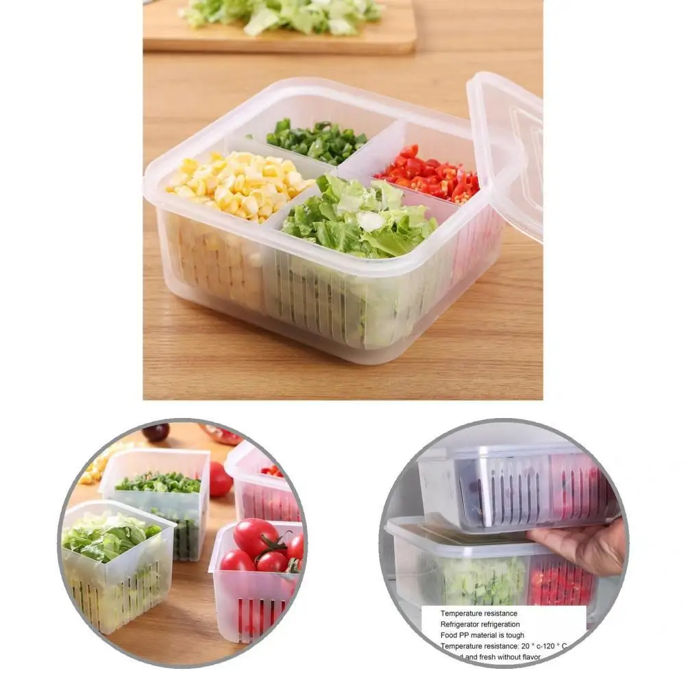 

BPA Free Food Storage Holder Long Lasting Heat Resistant Useful Rectangular Separate Grids Food Organizer Box