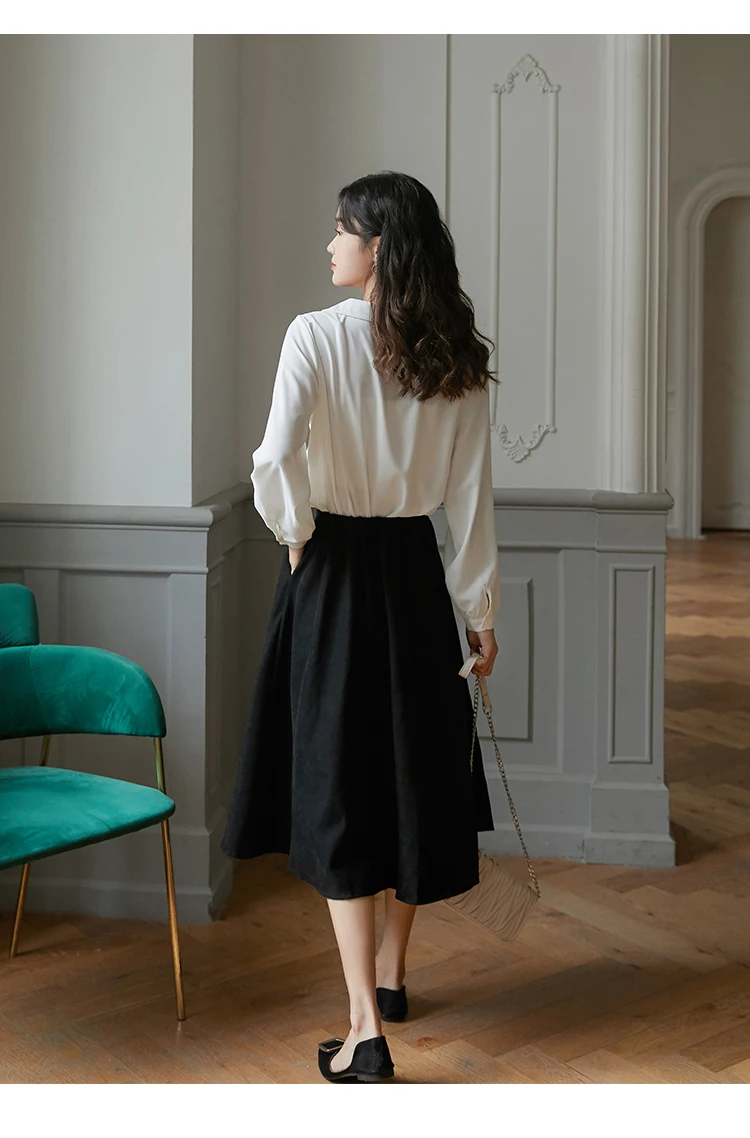 

Houthion New Long-sleeved Blouse Casual Summer Shirt V-neck Chiffon High-end Top Fashion Blouses Comfortable