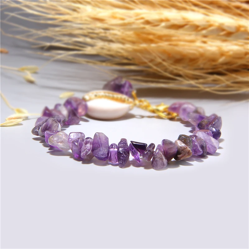 Богемный натуральный Каури Браслет-ракушка Кристальные чипы из натурального