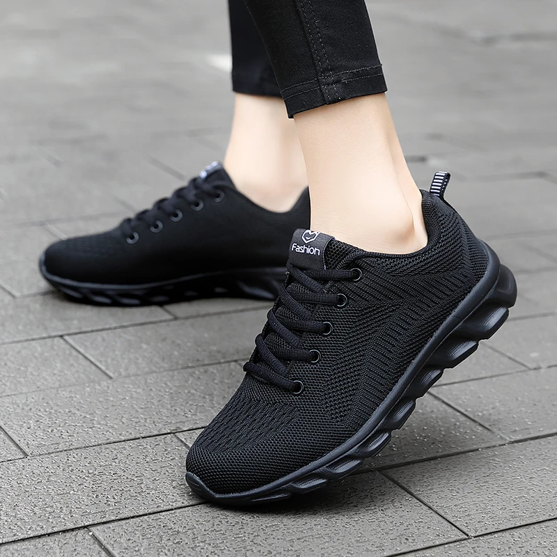 

Nine o'clock 2020 Woman's Fashion Mesh Shoes Autumn New Quality Wear-resisting Lace-up Sneakers Female Soft Breathable Footwear