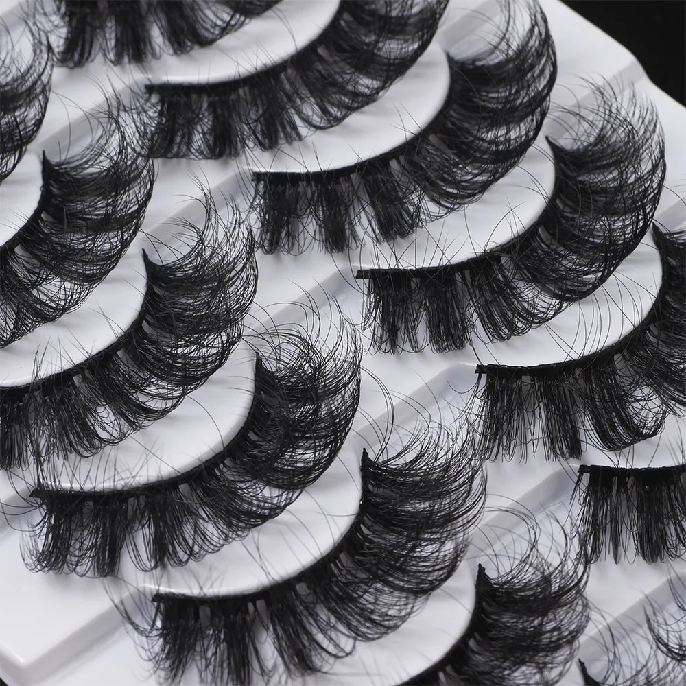 

New Soft 10 Pairs 3D Mink Lashes Dramatic Eyelashes 25mm Makeup Lashes Fluffy Messy Natural Long Thick False Eyelashes Extension