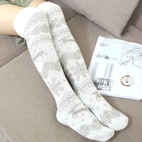 women christmas snowflake elk socks thigh high long stockings warm winter knitting over knee socks xmas wool soft socks