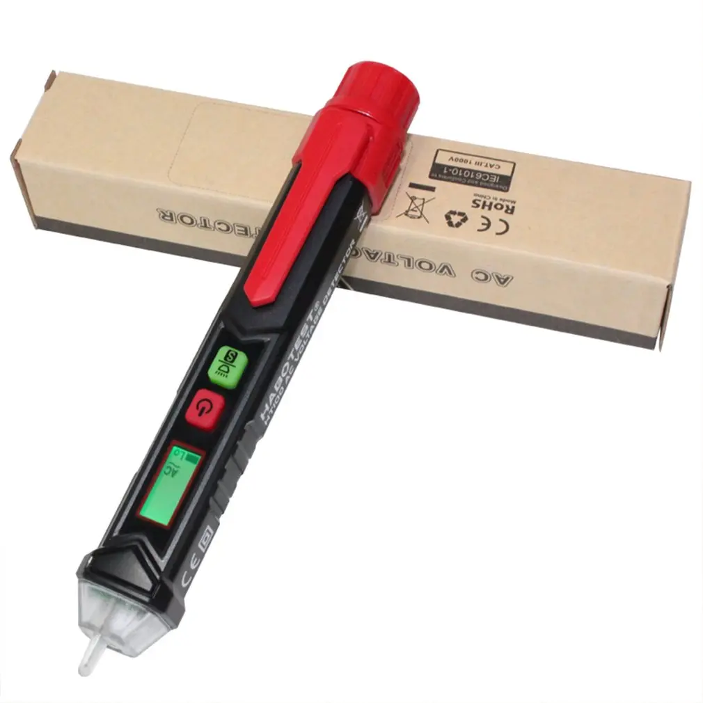 

Ht100 12-1000V LCD Visual Smart AC Non-Contact Voltage Detector Tester Pen Alarm Voltage Indicator Phase Meter Electric Tester