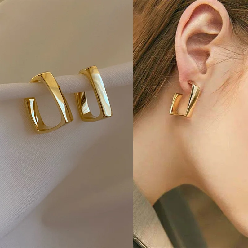 

S925 Silver Needle Square Earrings Studs for Women 2021 New Fashion Korean Style Piercing Earrings for Girls Jewelry Wholesale