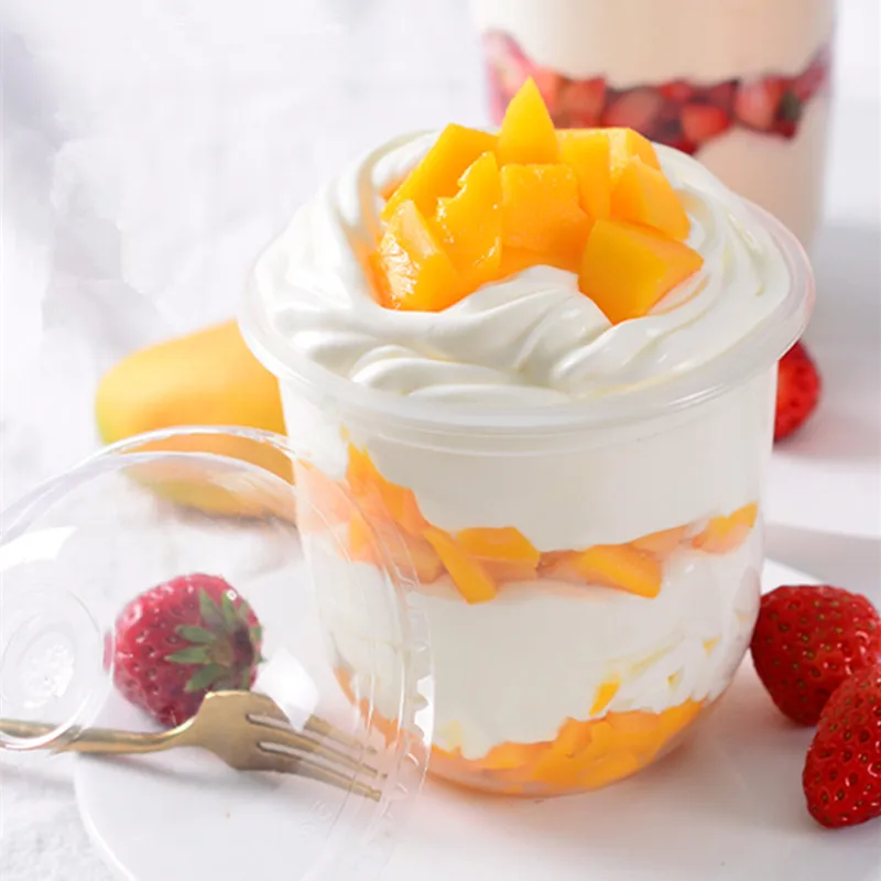 

50pcs Net red 360ml 500ml 700ml clear plastic cups cake dessert mousse party cup ice cream pudding yogurt jelly cups with lids