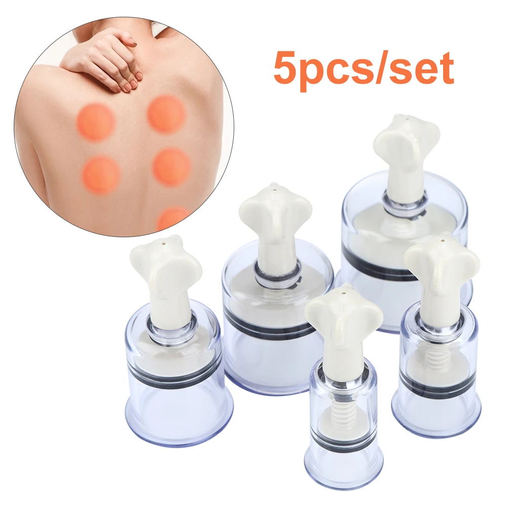 

5pcs Hand Screwed Vacuum Cupping Device Drive out Dampness Glass Cupping Set Domestic Portable Medical Vacuum Cup Massage Device