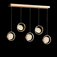 kobuc nordic round iron crystal led pendant light luxury rotatable ring luminaria for bedroom restaurant bar pendant lamp