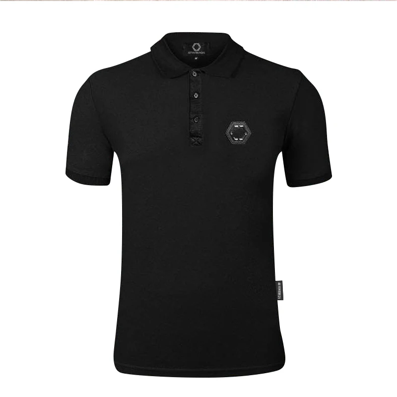 sleeve PP Original short men's lapel collar T-shirt business leisure high quality hot drill skull 2020 new product | Мужская одежда