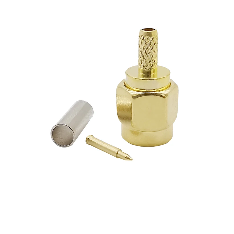 Позолоченный медный разъем SMA обжимной для припоя радиочастотный коаксиальный