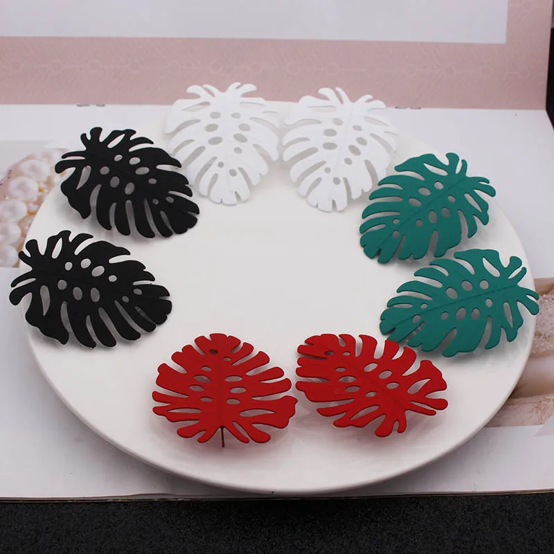 Большие серьги гвоздики в богемном стиле с листьями модные массивные полыми