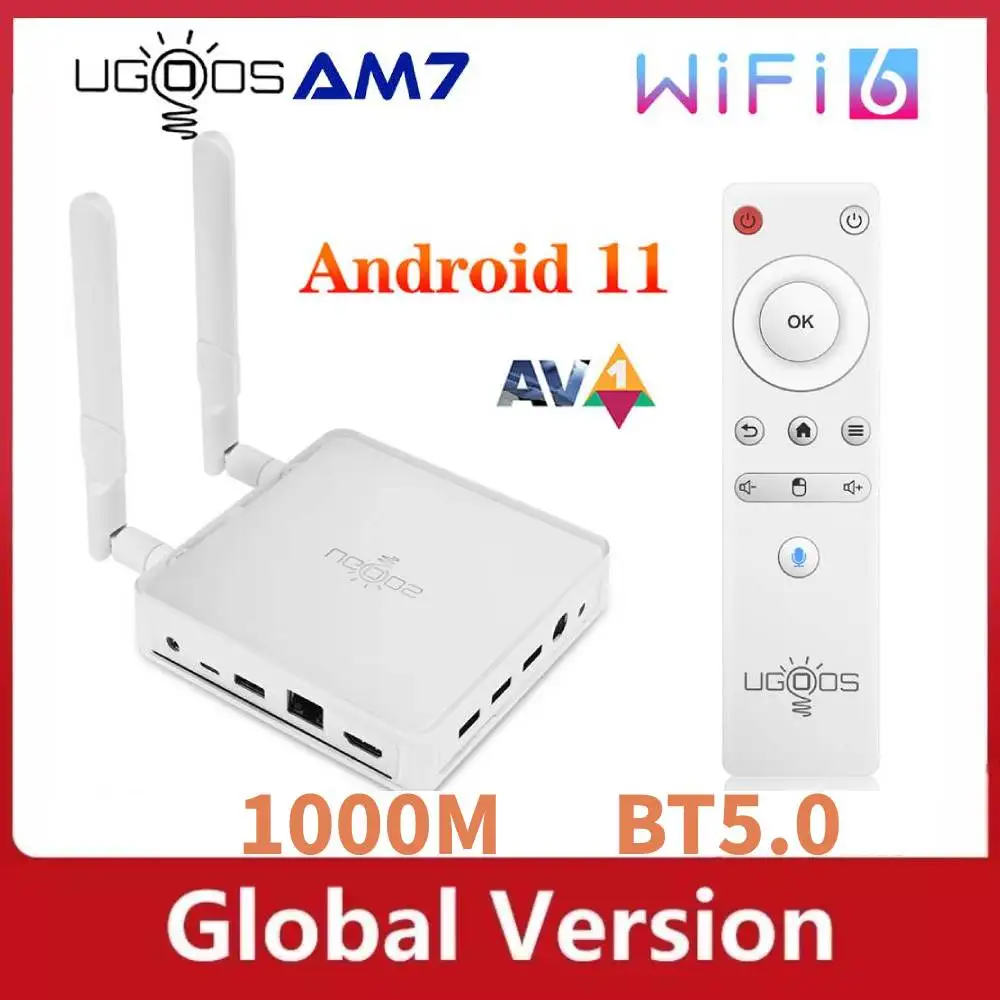 ТВ приставка Android 11 Amlogic S905X4 UGOOS AM7 медиаплеер DDR4 4 ГБ ОЗУ 32 Гб ПЗУ поддержка AV1 CEC WiFi6