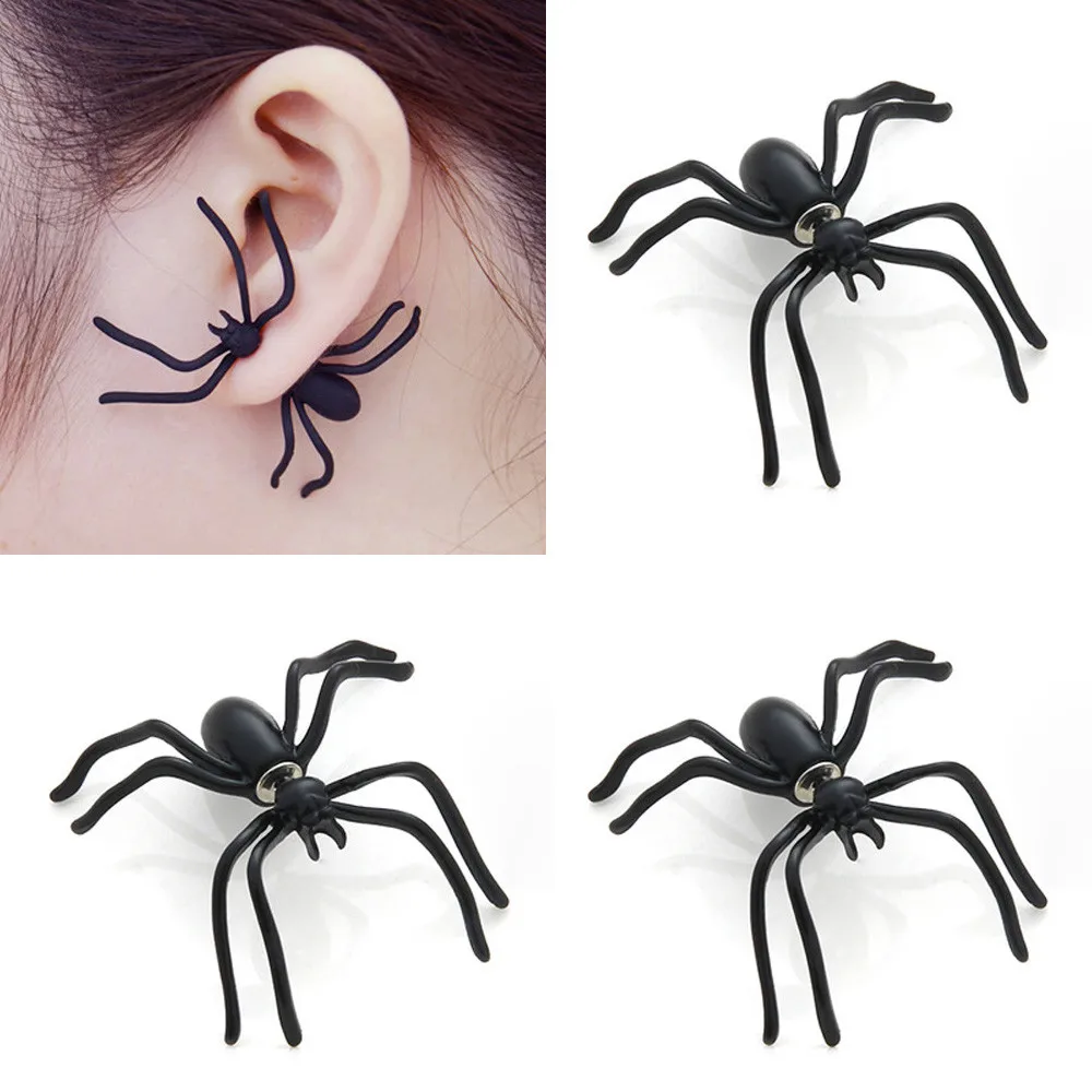 Серьги в стиле панк на Хэллоуин 2019 серьги-гвоздики виде черного паука для женщин