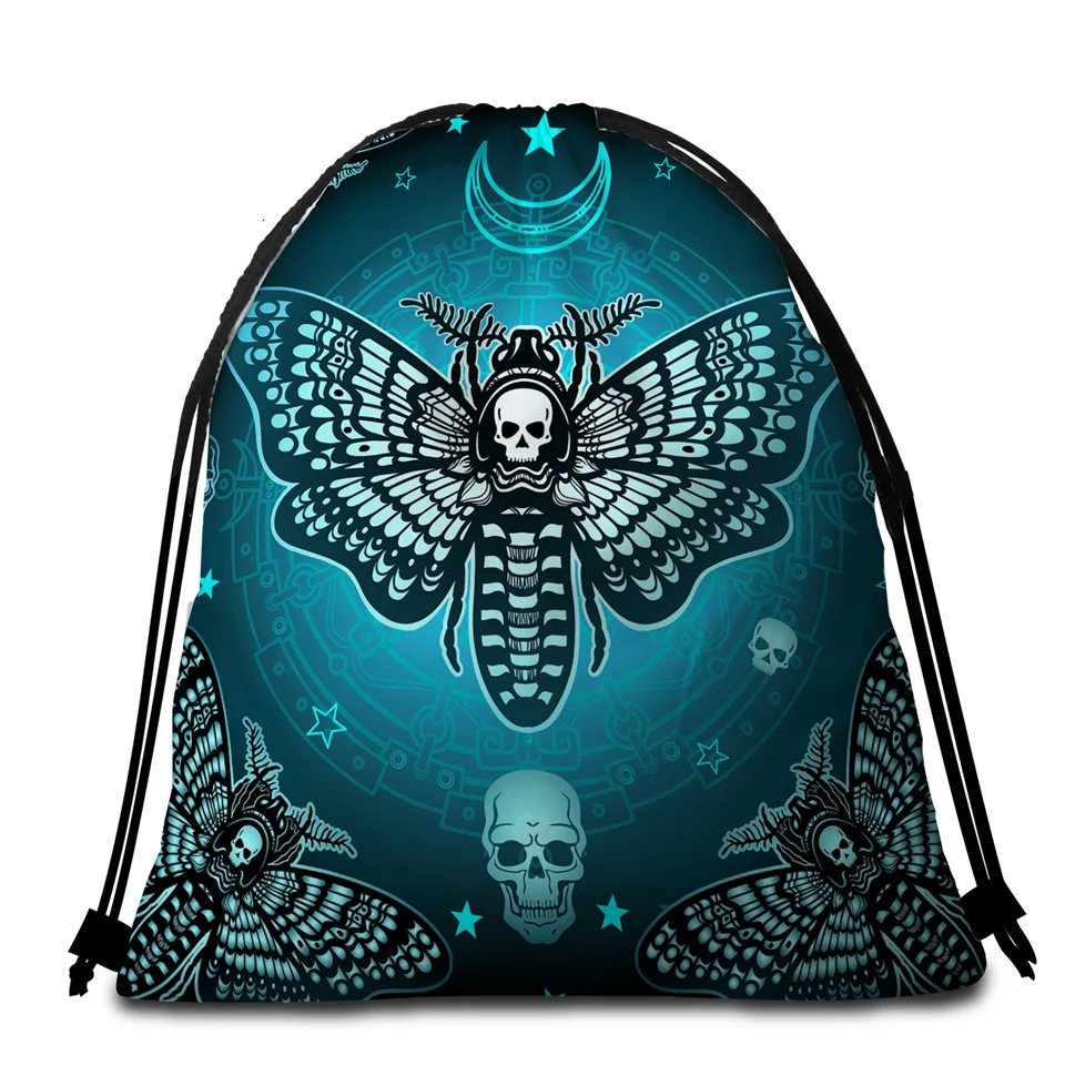 Постельное белье Outlet Death Moth круглое пляжное полотенце Готический Череп полотенце большое для взрослых бабочка Toalla кисточкой Луна галактика коврик для пикника