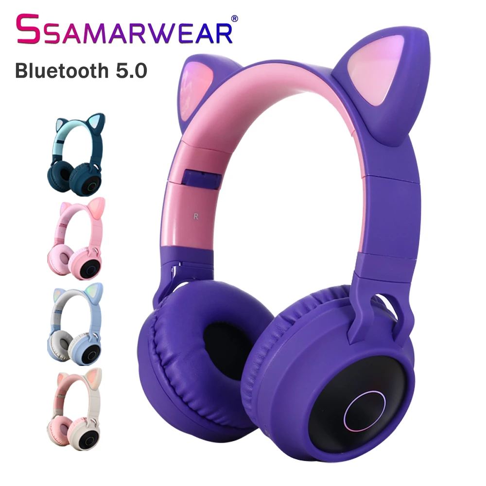 Светодиодный Bluetooth беспроводной кот наушники складные с микрофоном Косплей