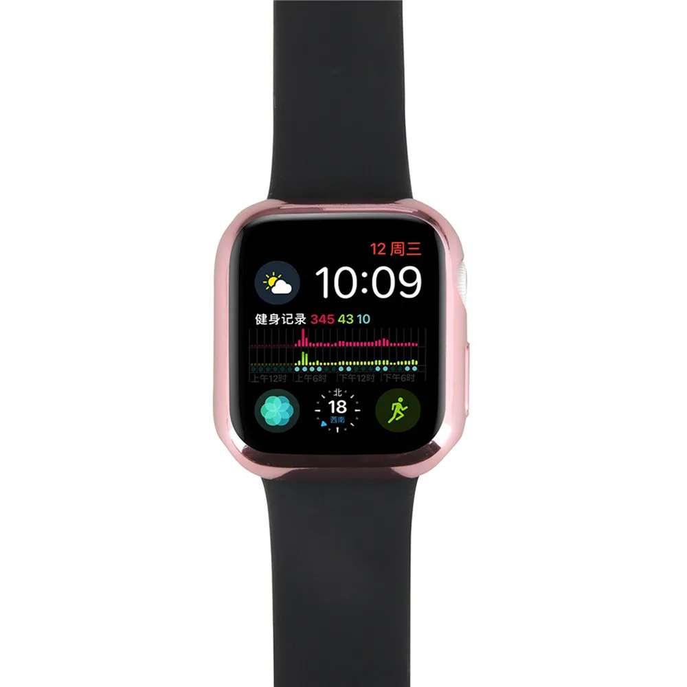 Яркие силиконовые часы чехол для Apple Watch Series 4 покрытие полное защитное Плакирование ТПУ Корпус для Apple Watch 44 мм 40 мм чехол