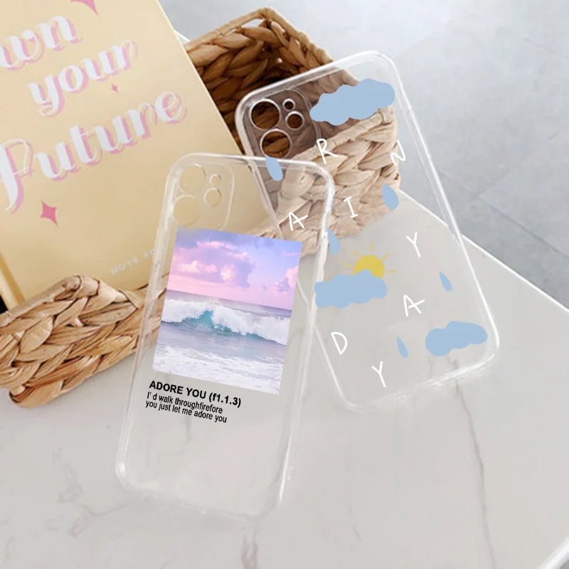 fundas for oneplus nord z 7t 8 9 7 pro 8t 6t 5t transparent white cloud print soft silicone protective phone case back cover free global shipping